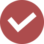 A white check mark inside a solid red circle, centered on a light gray background.