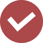 A white check mark inside a solid red circle, centered on a light gray background.