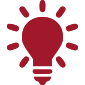 A solid red light bulb icon with red lines radiating outward represents illumination or an idea—perfect for highlighting a petroleum partner—set against a light gray background.